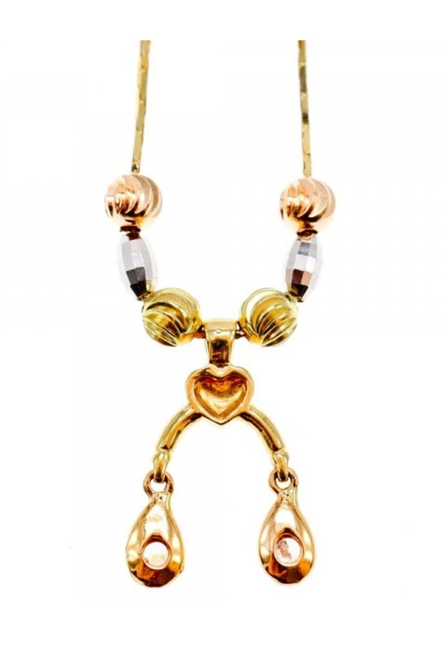 Designer 18K Yellow, White & Pink Gold Diamond Italy Necklace